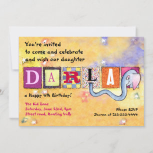 Invitation Carton d'invitation éléphant pour bébé Joyeux Anni