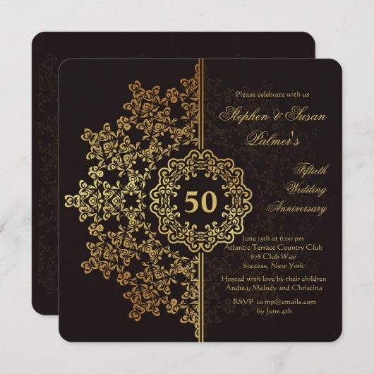 Invitation Carton d'invitation Empreinte Dorée (Devant / Derrière)