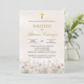 Invitation Carton d'invitation espagnol Fleur sauvage beige p (Debout devant)