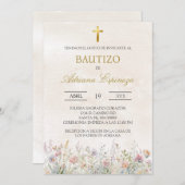 Invitation Carton d'invitation espagnol Fleur sauvage beige p (Devant / Derrière)