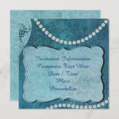 Invitation Carton d'invitation et d'annonce Perles Bleues Élé (Devant / Derrière)