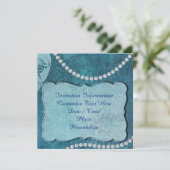 Invitation Carton d'invitation et d'annonce Perles Bleues Élé (Debout devant)