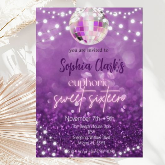 Invitation Carton d'invitation Euphoria Sweet Seize Paillette