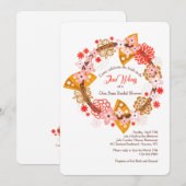 Invitation Carton d'invitation Éventails et Fleurs (Devant / Derrière)