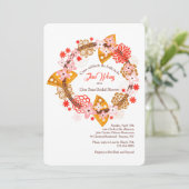 Invitation Carton d'invitation Éventails et Fleurs (Debout devant)