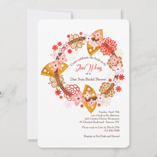 Invitation Carton d'invitation Éventails et Fleurs (Devant)