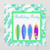 INVITATION CARTON D'INVITATION FÊTE ANNIERSAIRE THÈME SURF PL (Devant / Derrière)