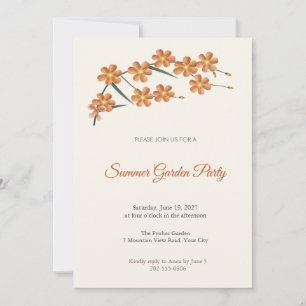Invitation Carton d'invitation Fête de jardin Fleur orange de