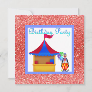 INVITATION CARTON D'INVITATION FÊTE FUN GLITTER CIRQUE NOUVEA