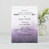 Invitation Carton d'invitation Fête glitter violet pour un an (Debout devant)