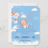 INVITATION CARTON D'INVITATION FILLE OURSON BLEU (Devant)