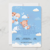 INVITATION CARTON D'INVITATION FILLE OURSON BLEU (Devant)