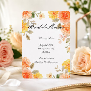 INVITATION CARTON D'INVITATION FLEUR ORANGE POUR MARIÉE