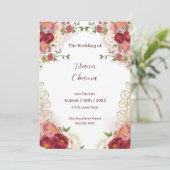 Invitation Carton d'invitation Fleurs aquarelle rouge or "Sav (Debout devant)