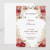 Invitation Carton d'invitation Fleurs aquarelle rouge or "Sav (Devant / Derrière)