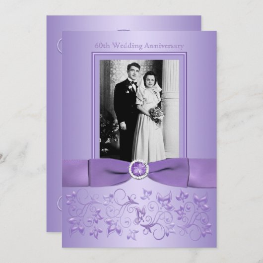 Invitation Carton d'invitation Fleurs de lilas pour les 60 an (Devant / Derrière)