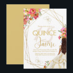 Invitation Carton d'invitation Fleurs de Quince Monogrammées<br><div class="desc">Cartons d'invitation Sweet Sixteen avec Sweet 16 Monogrammé</div>