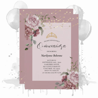 Invitation Carton d'invitation Fleurs Mauve Poussiéreux Quinc