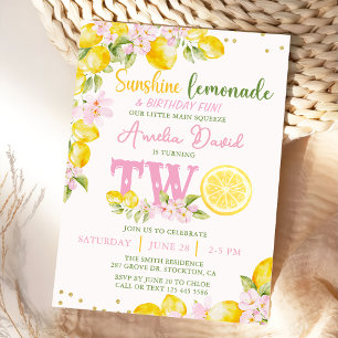Invitation Carton d'invitation floral à la limonade ensoleill