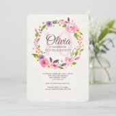 Invitation Carton d'invitation floral aquarelle coloré (Debout devant)