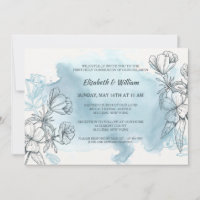 Carton d'invitation floral bleu poudre