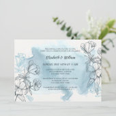 Invitation Carton d'invitation floral bleu poudre (Debout devant)