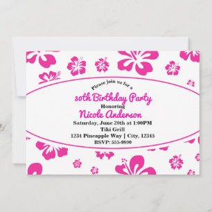 Invitation Carton d'invitation floral de fête tropicale rose 