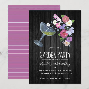 Invitation Carton d'invitation floral pour fête de jardin cha