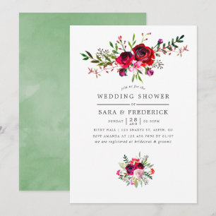Invitation Carton d'invitation floral pour une douche de mari