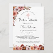Invitation Carton d'invitation floral rose pour la première c (Devant)