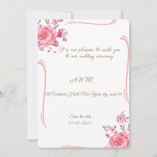Invitation Carton d'invitation floral rose poussiéreux romant