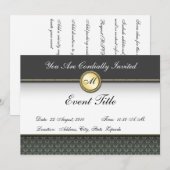 Invitation Carton d'invitation formel avec monogramme personn (Devant / Derrière)