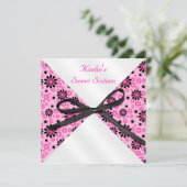 Invitation Carton d'invitation formel rose et noir 5"x5" carr (Debout devant)