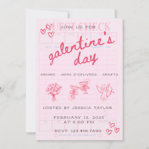 Invitation Carton d'invitation Galentine's Day pour filles