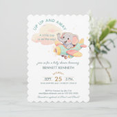 Invitation Carton d'invitation Garçon Éléphant Aéroplane Aqua (Debout devant)