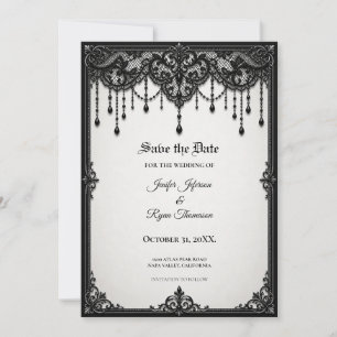 Invitation Carton d'invitation gothique à dentelle noire pour