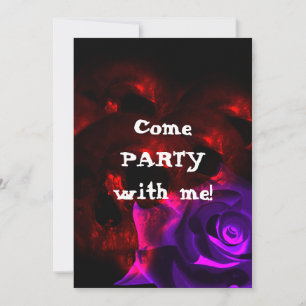 Invitation Carton d'invitation gothique crânes et roses pour