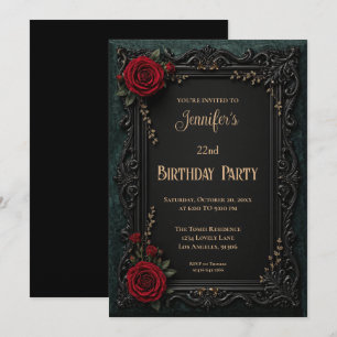 Invitation Carton d'invitation gothique floral d'anniversaire