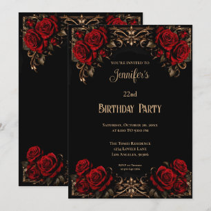 Invitation Carton d'invitation gothique floral d'anniversaire