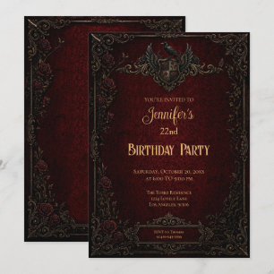 Invitation Carton d'invitation gothique vintage pour annivers