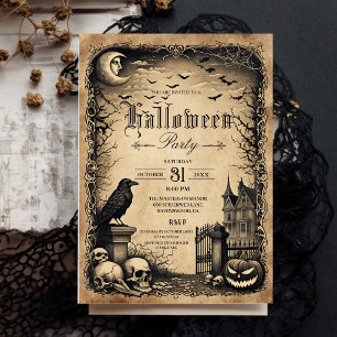 Invitation Carton d'invitation gothique vintage pour une fête