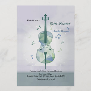 Invitation Carton d'invitation gris pour récital de violoncel