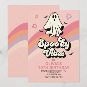 Invitation Carton d'invitation groovy Ghost rétro Halloween p
