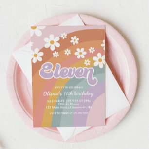 Invitation Carton d'invitation groovy rétro arc-en-ciel pour