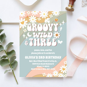 Invitation Carton d'invitation Groovy Retro Daisy pour 3ème a