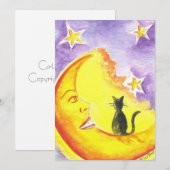 Invitation Carton d'invitation Halloween Chat et Lune de Liz (Devant / Derrière)