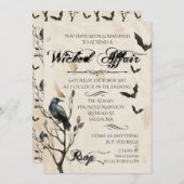 Invitation Carton d'invitation Halloween corbeau et chauves-s (Devant / Derrière)