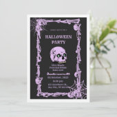 Invitation Carton d'invitation Halloween tête de mort gothiqu (Debout devant)