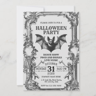 Invitation Carton d'invitation Halloween vintage avec squelet
