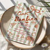 Invitation Carton d'invitation italien Ciao Bambino rouge ver